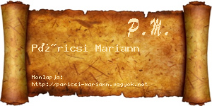 Páricsi Mariann névjegykártya