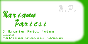 mariann paricsi business card